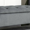 HOMCOM Button-Tufted Storage Ottoman Bench, Upholstered Bed Bench with Rolled Armrests for Bedroom, Living Room or Hallway, Grey