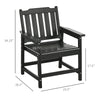 Outsunny Plastic Patio Chairs, Outdoor Dining Chair with Armrests and Slatted Back, Outdoor Armchair for Lawn, Garden, Poolside, Backyard, Black