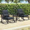 Outsunny 3-Piece Patio Bistro Set Outdoor Rocking Coffee Table Chair Set with Curved Base, Soft Cushions, Steel Frame, Black