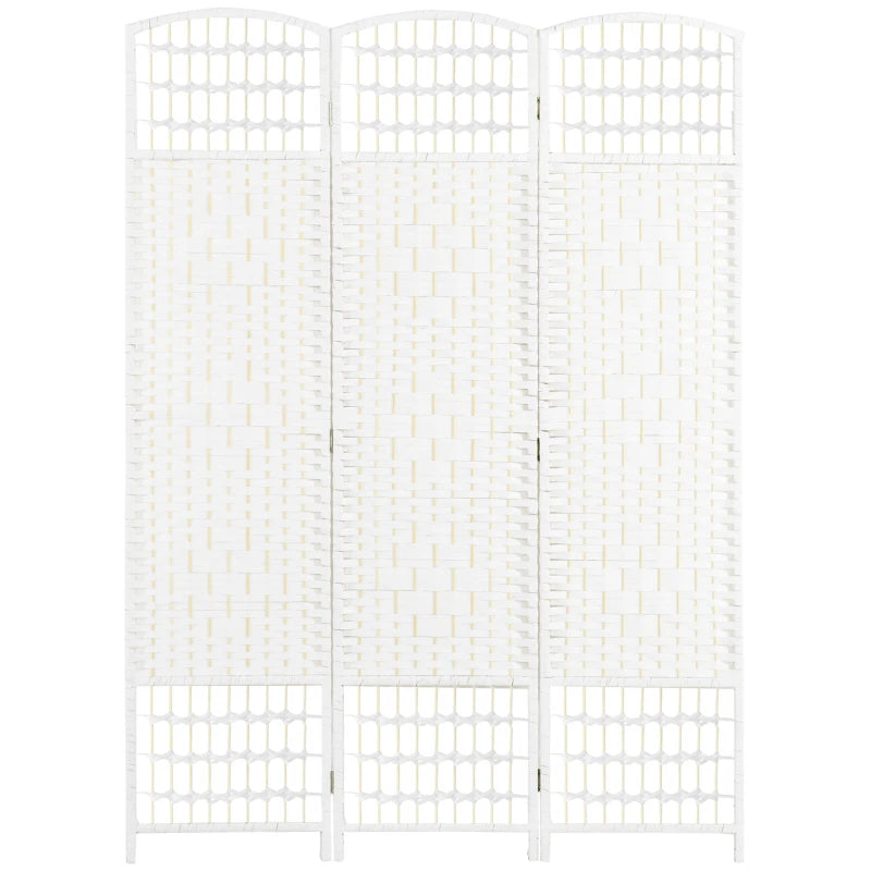 HOMCOM 4 Panel Folding Room Divider, Portable Privacy Screen Wave Fiber Room Partition for Home Office White