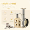 PawHut Cozy-House Cat Tree for Indoor Cats with Pillow-Covered Perches, Spinning Toy, Modern Climbing Activity Cat Tower with Scratching Posts, Cat Condo, Ladder, Natural