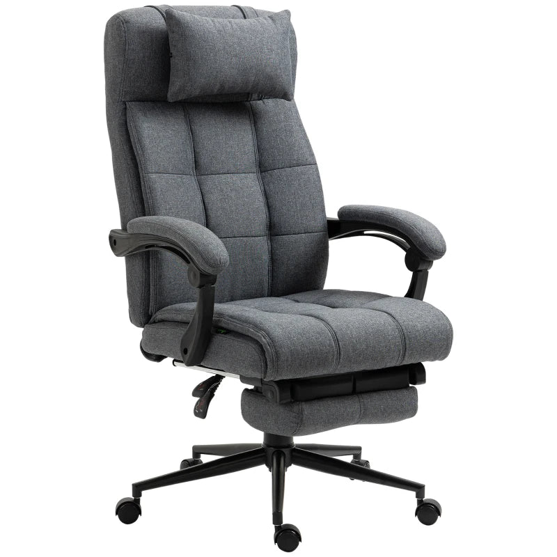 Vinsetto Executive Linen Fabric Home Office Chair with Retractable Footrest Headrest and Lumbar Support - Black