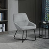 HOMCOM Modern Accent Chair Leisure Fabric Mid Back Chair Livingroom Funiture with X-Shaped Metal Frame and Curved Back, Grey