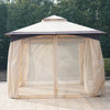 Outsunny 10' x 10' Steel Outdoor Patio Gazebo with Polyester Privacy Curtains, Two-Tier Roof for Air, & Large Design