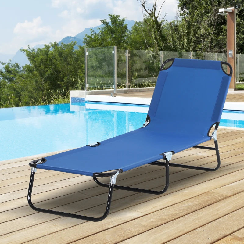 Outsunny Folding Chaise Lounge Pool Chairs, Outdoor Sun Tanning Chairs with Pillow, Reclining Back, Steel Frame & Breathable Mesh for Beach, Yard, Patio, Black-1