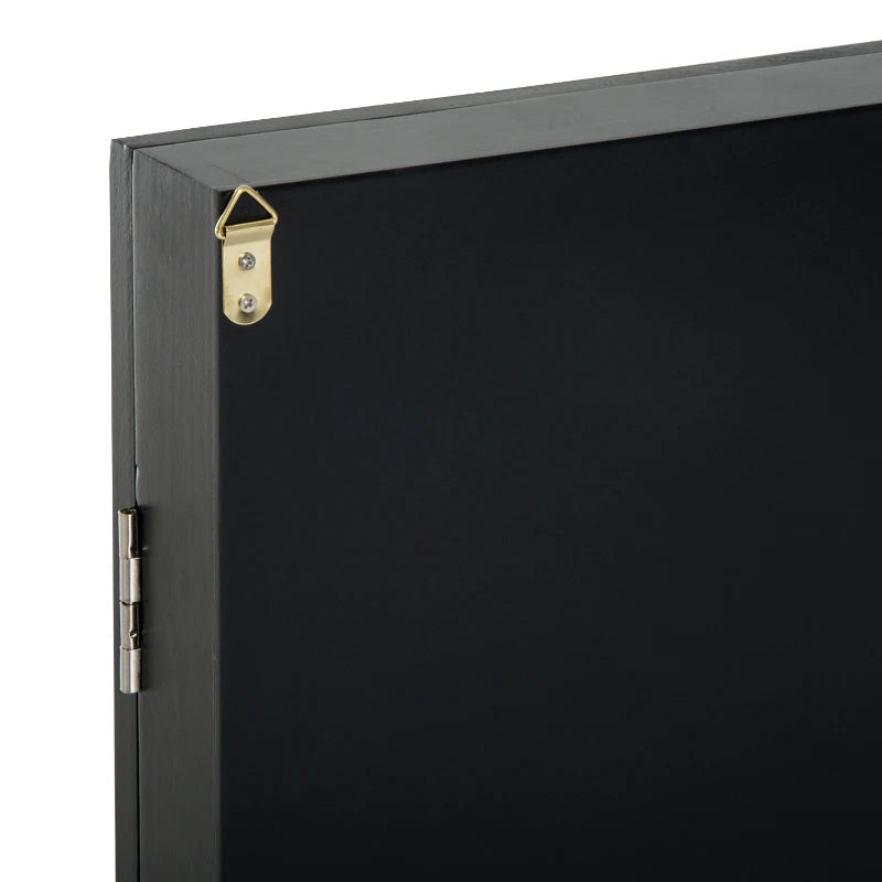 HOMCOM 35" x 28" Wooden Wall Mounted Jersey Memorabilia Shadow Box Display Case with Latch - Black