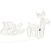Outsunny 35" Christmas Reindeer and Sleigh with LED Motif Warm White Lighting, Indoor Outdoor Steel Frame Yard Decoration