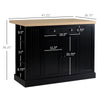 HOMCOM Fluted-Style Wooden Kitchen Island, Storage Cabinet w/ Drawer, Open Shelving, and Interior Shelving for Dining Room, Black