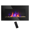HOMCOM 28.5" 1500W Electric Wall-Mounted Fireplace with Flame Effect, 7 Color Background Light and Side Light, Black