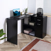 HOMCOM L Shaped Corner Computer Desk Workstation with Rotating Storage Shelves and Drawer for Home & Office, Black