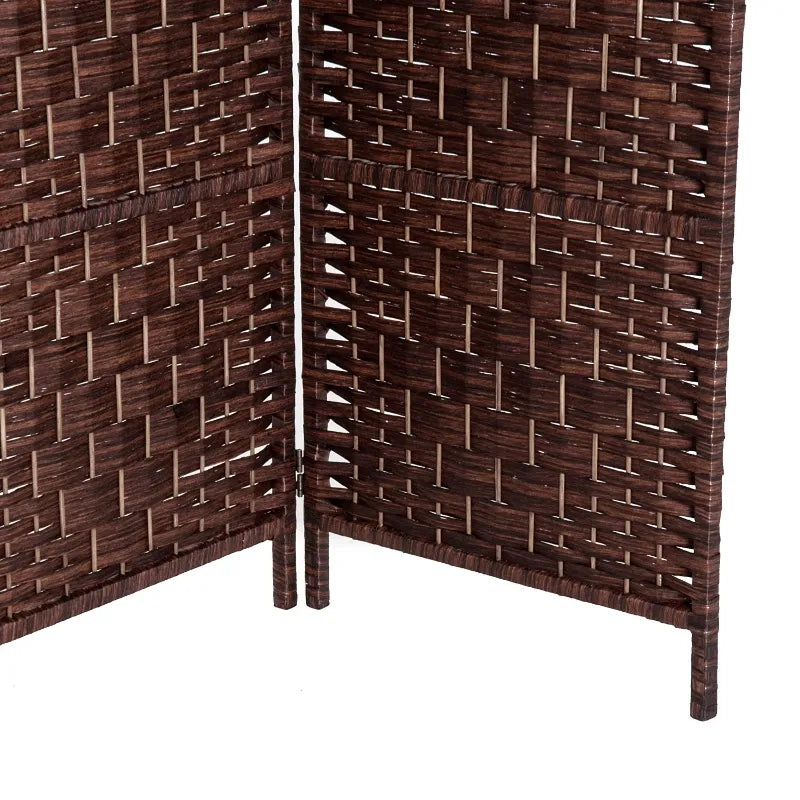 HOMCOM 6' Tall Wicker Weave 6 Panel Room Divider Wall Divider, Natural Wood