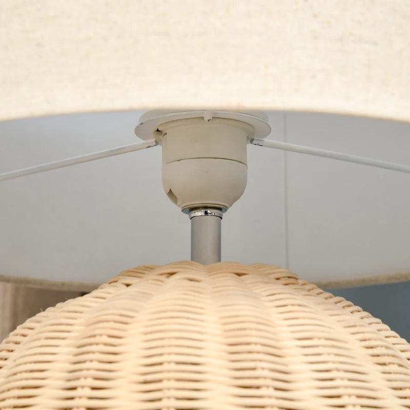 HOMCOM Vintage Tripod Floor Lamp, Height Adjustable Nautical Spotlight with Wood Legs, E12 Lamp Base, Grey and Rose Gold