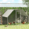 PawHut Galvanized Large Metal Chicken Coop Cage Walk-in Enclosure Poultry Hen Run House Playpen Rabbit Hutch with Cover for Outdoor Backyard 9.2' x 6.2' x 6.5' Silver