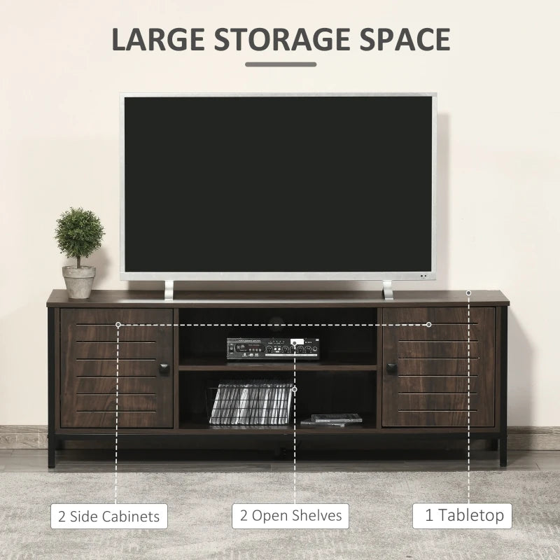 HOMCOM TV Stand for TVs up to 60", Industrial Entertainment Center Cabinet with Storage Shelves for Living Room or Bedroom, Dark Walnut