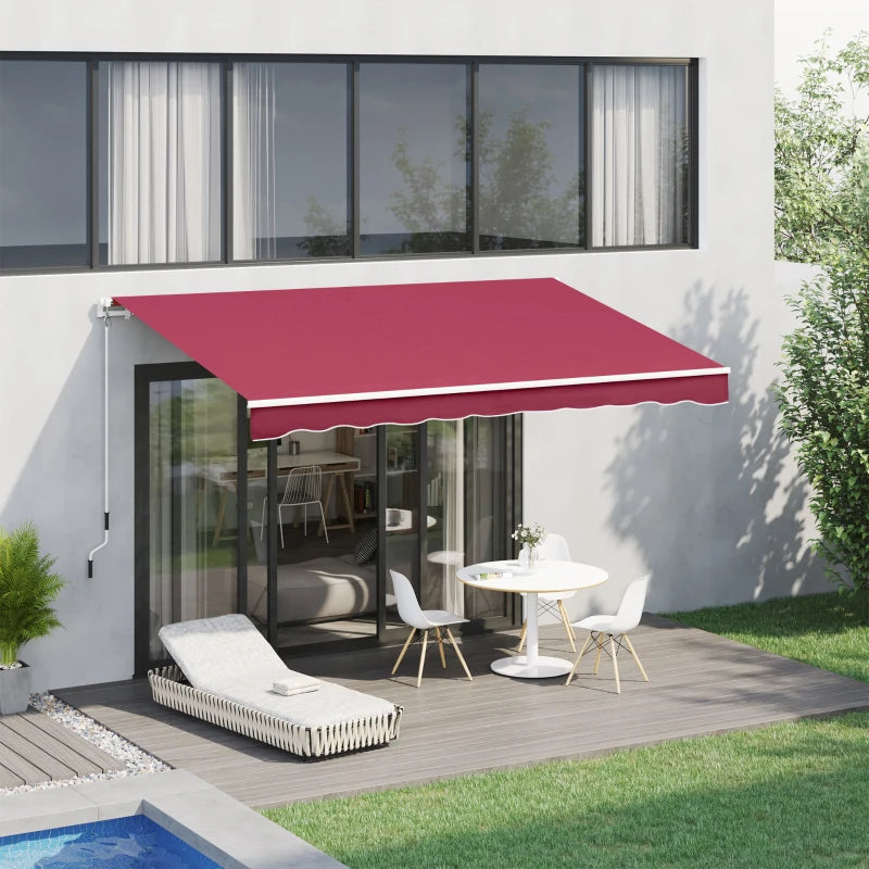 Outsunny 13' x 8' Retractable Awning, Patio Awnings, Sunshade Shelter with Manual Crank Handle, 280g/m² UV & Water-Resistant Fabric and Aluminum Frame for Deck, Balcony, Yard, Beige Stripes