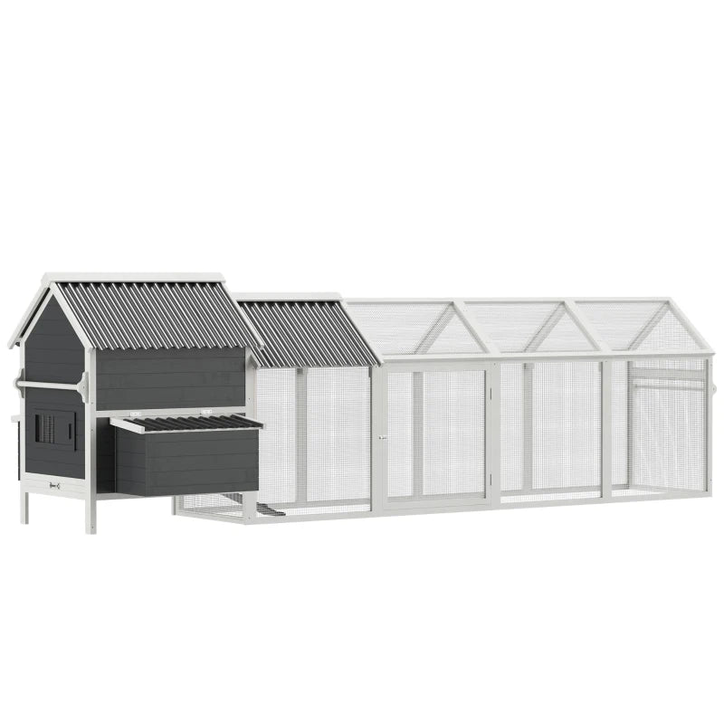 PawHut 51" Small Chicken Coop with Storage Box, Wooden Chicken Coop Chicken House Outdoor Hen House with Nesting Box, Slide-Out Tray, White
