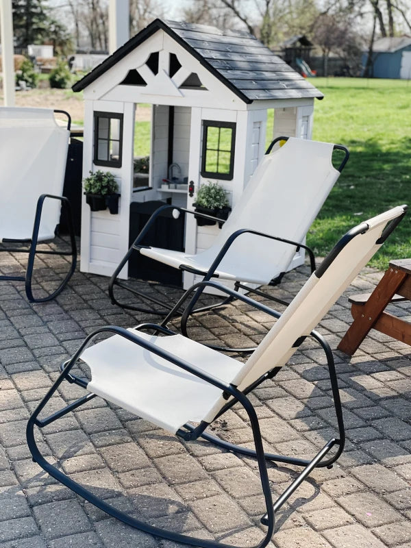 Outsunny Garden Rocking Chair, Outdoor / Indoor Sling Rocker for Patio, Balcony, Porch, Cream