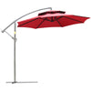 Outsunny 9' 2-Tier Cantilever Umbrella with Crank Handle, Cross Base and 8 Ribs, Garden Patio Offset Umbrella for Backyard, Poolside, and Lawn, Dark Blue