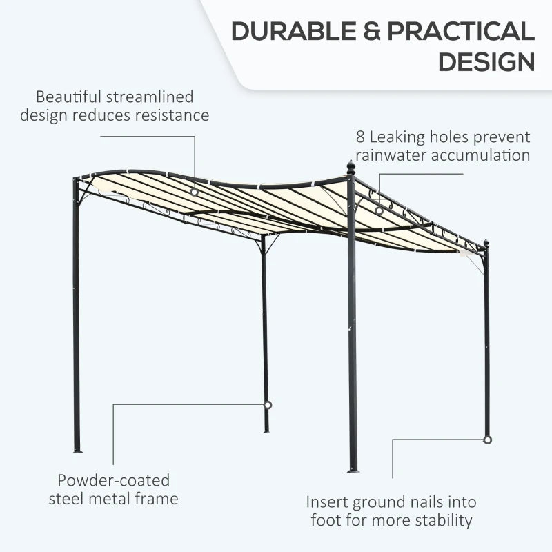 Outsunny 10' x 10' Steel Outdoor Pergola Gazebo Patio Canopy with Durable & Spacious Weather-Resistant Design, Cream White