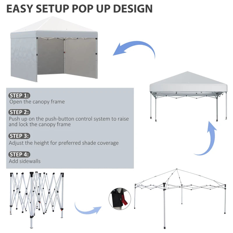 Outsunny 10' x 10' Pop Up Canopy Tent with 3 Sidewalls, Leg Weight Bag –  ShopEZ USA