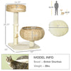 PawHut Floor To Ceiling Cat Tree, 5-Tier Cat Climbing Tower, 95''-106'' Height Adjustable with Carpeted Platforms, Cozy Bed, Hammock, Scratching Post & Toy Ball for Indoor Cats, Black and Cream