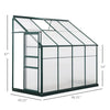 Outsunny Walk-In Garden Greenhouse Aluminum Polycarbonate with Roof Vent for Plants Herbs Vegetables 8' x 4' x 7' Green