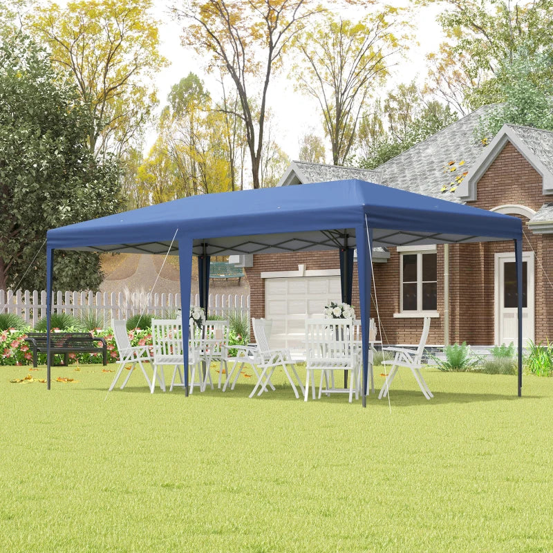 Outsunny Canopy Tent 10' x 20' Easy Pop Up Canopy Party Tent with 2-Tier Roof - Blue