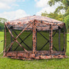 Outsunny 6-Sided Hexagon Pop Up Party Tent Gazebo with Mesh Netting Walls & Shaded Interior, 12' x 12', Beige