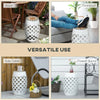 Outsunny 12" Patio Round Stool Outdoor Footstool, Mosaic Side Table Plant Stand, White