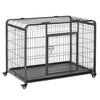 PawHut Foldable Heavy Duty Dog Cage, Chew Proof Dog Crate on Wheels, Portable Dog Crate Kennel with Removable Tray, Large and Medium Pups, 43"