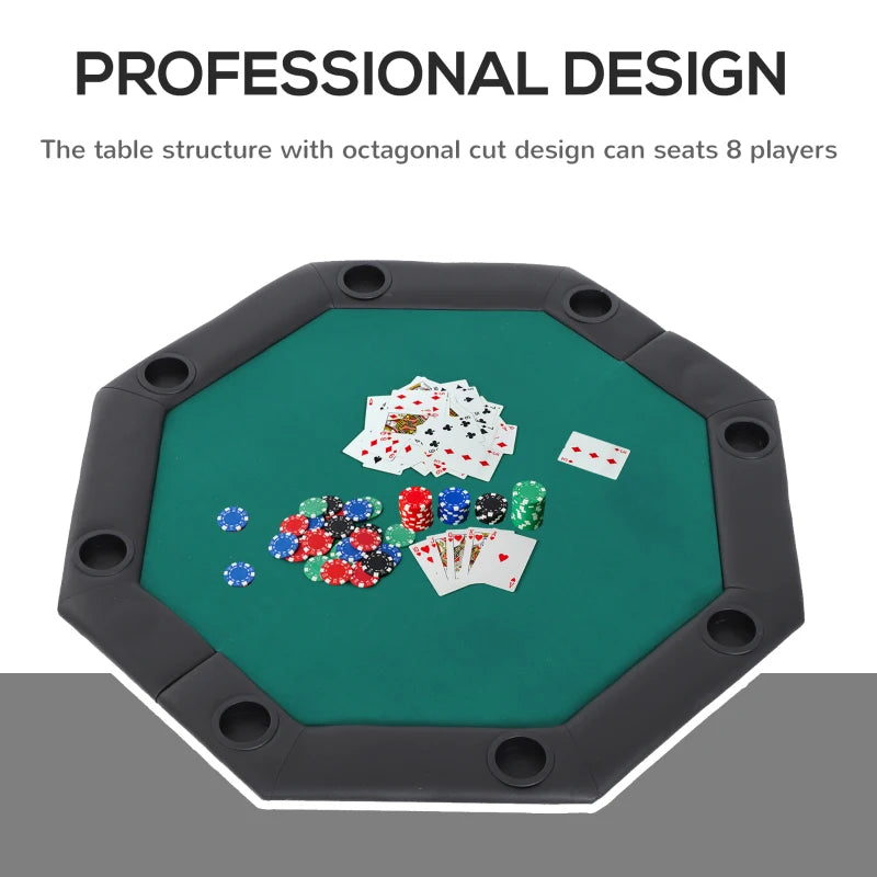 Soozier 48" 8 Person Octagon Foldable Poker Table Cover with Padded Rails and Cup Holders