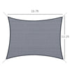 Outsunny 13' x 20' Rectangle Sun Shade Sail Canopy Outdoor Shade Sail Cloth for Patio Deck Yard with D-Rings and Rope Included - Gray
