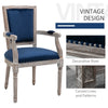 HOMCOM Vintage Dining Chair with High Back, Thick Sponge Padded Seat and Section Armrest with Wood Frame, Blue