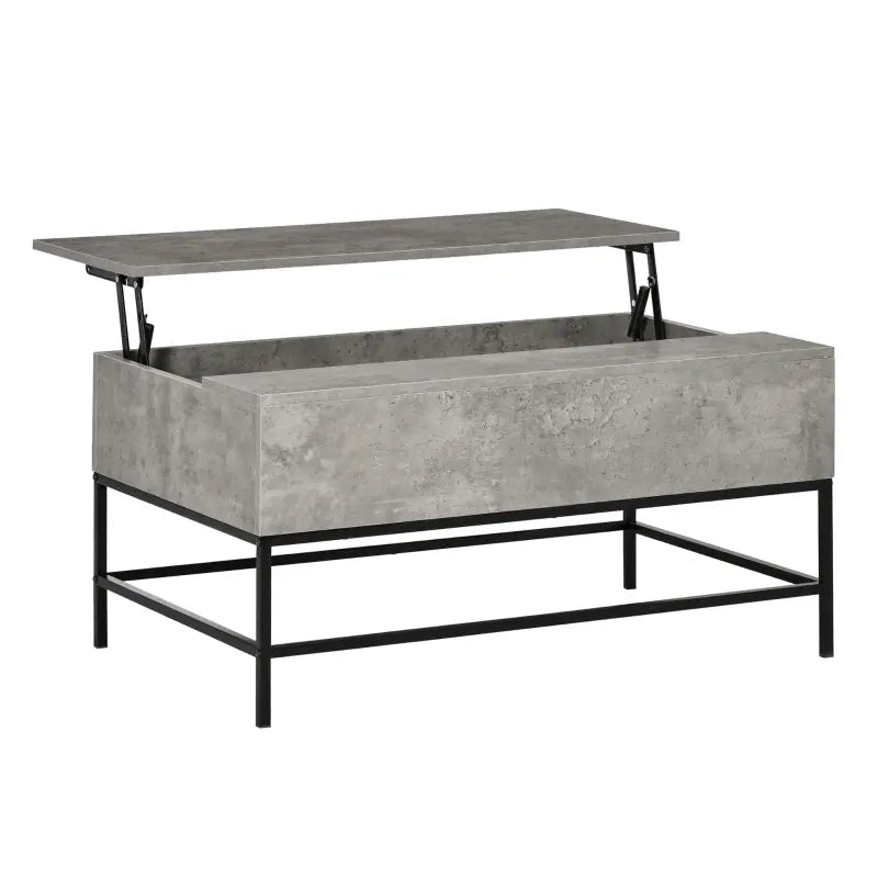 HOMCOM Modern Lift Top Coffee Table with Hidden Storage Compartment and Metal Legs, for Living Room, Home Office, Grey
