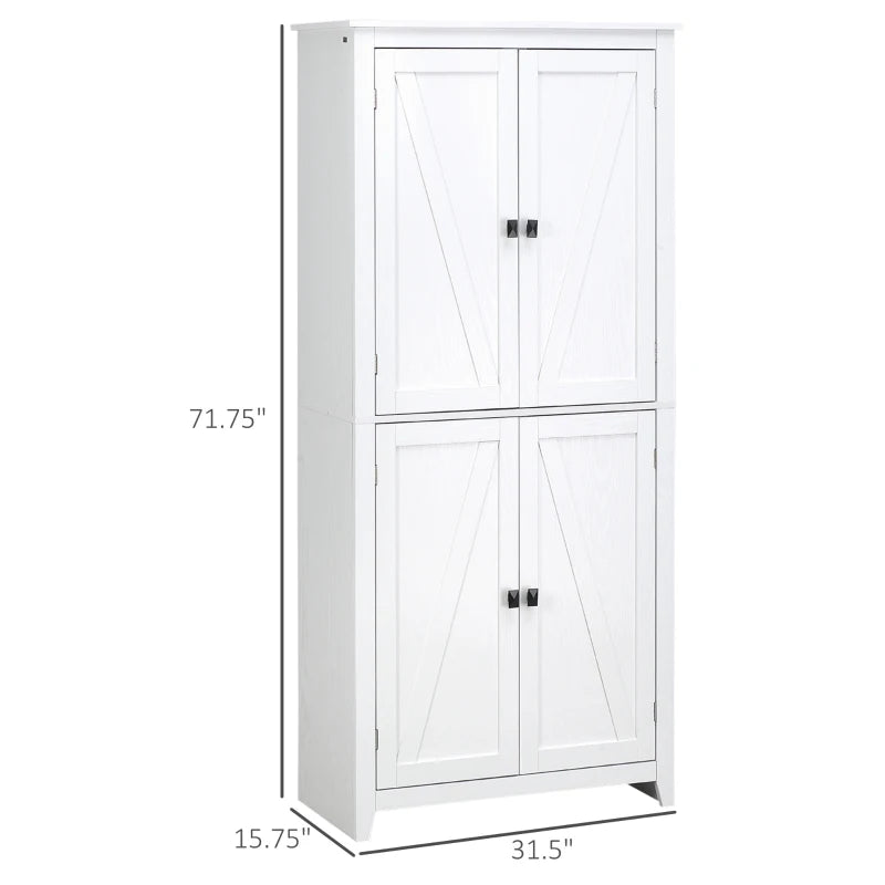 Homcom 72 Kitchen Pantry, 4-door Kitchen Cabinet With 5-tier