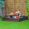 Outsunny Kids Outdoor Sandbox with Cover Garden Bed, Easy Assembly Children's Play Station for Backyard, Brown