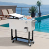 Outsunny 80 Quart Stainless Steel Portable Rolling Storage Cooler Cart