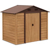 Outsunny 7.7' x 6.4' Metal Outdoor Storage Shed with Double Doors and Four Ventilation for Patio Furniture, Brown