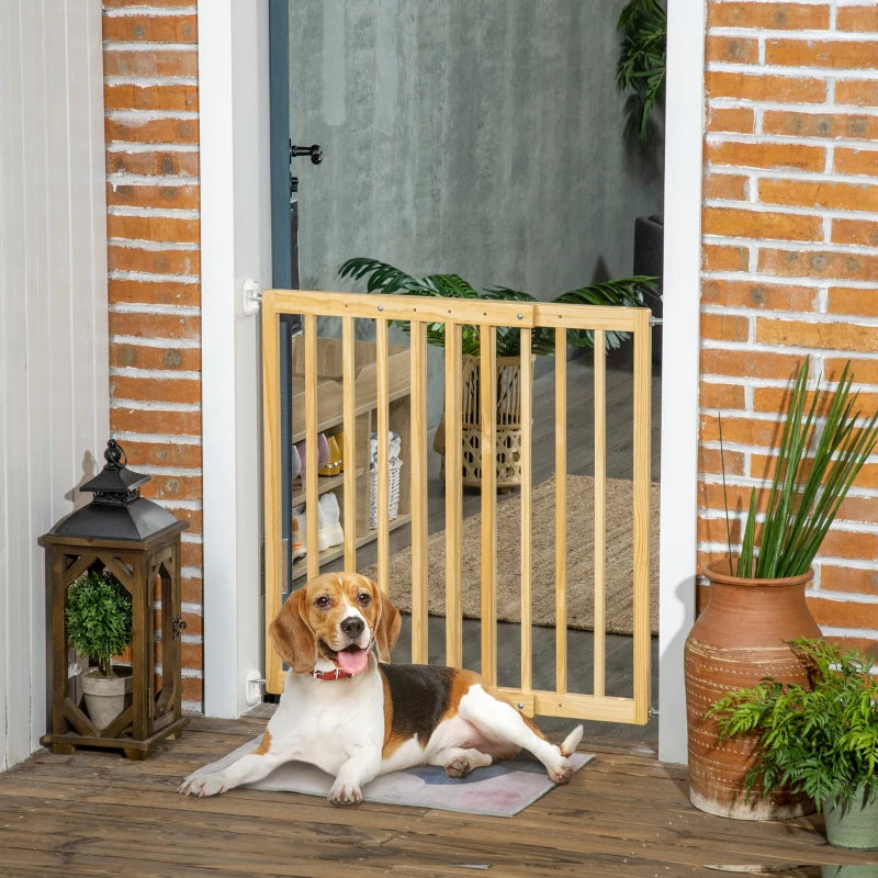 PawHut 24" - 40" Wide Walk Thru Pet Gate, Wooden Dog Gate for Stairs, Hallways, & Doorways, for Small and Medium Dogs