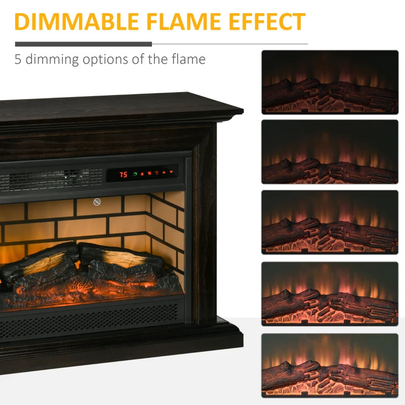 HOMCOM Electric Fireplace Heater with Wood Mantel, Freestanding Heater Firebox, White