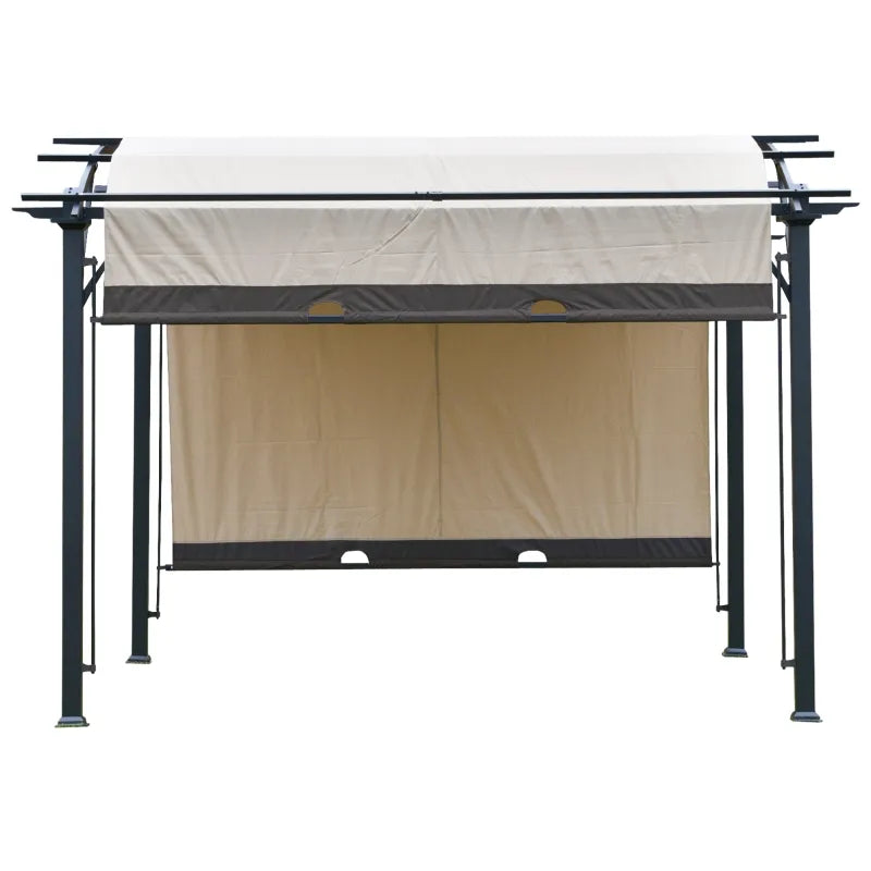 Outsunny 10' x 10' Outdoor Patio Gazebo Pergola with Retractable Canopy Roof, Steel Frame with Stakes & Unique Design