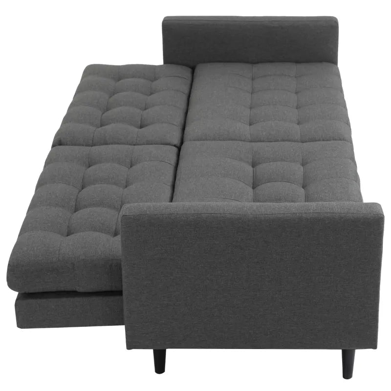 HOMCOM Convertible Lounge Futon Sofa Bed/3 Seater Tufted Fabric Upholstered Sleeper with Adjustable Backrest, Grey