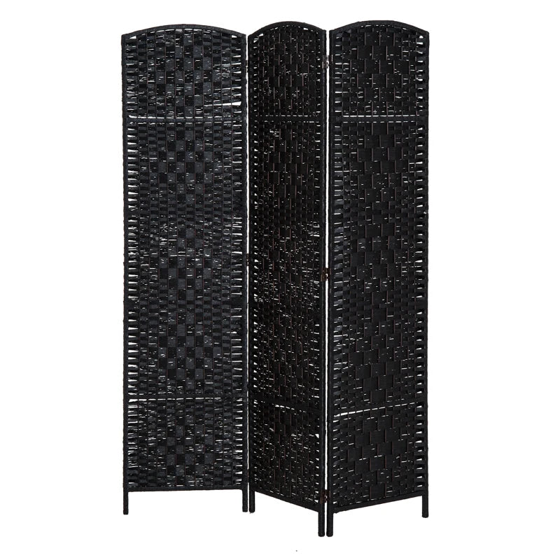 HOMCOM 6' Tall Wicker Weave 3 Panel Room Divider Wall Divider, Black