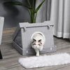 PawHut Wooden Cat Bed Cube House with Soft Padded Cushions, 2 Exterior Scratching Boards, & Interior Space, White