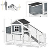 PawHut 69" Chicken Coop Wooden Backyard Poultry Hen Cage, Rabbit Hutch Pen, with Run w/ Nesting Box, Removable Tray for Easy Cleaning, Asphalt Roof, and Safe Lockable Door