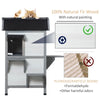 PawHut Wooden Cat House Outdoor with Escape Door, Weatherproof 2-Story Outside Cat Enclosure for Feral Cats with Openable Asphalt Roof, Jumping Platforms, Gray