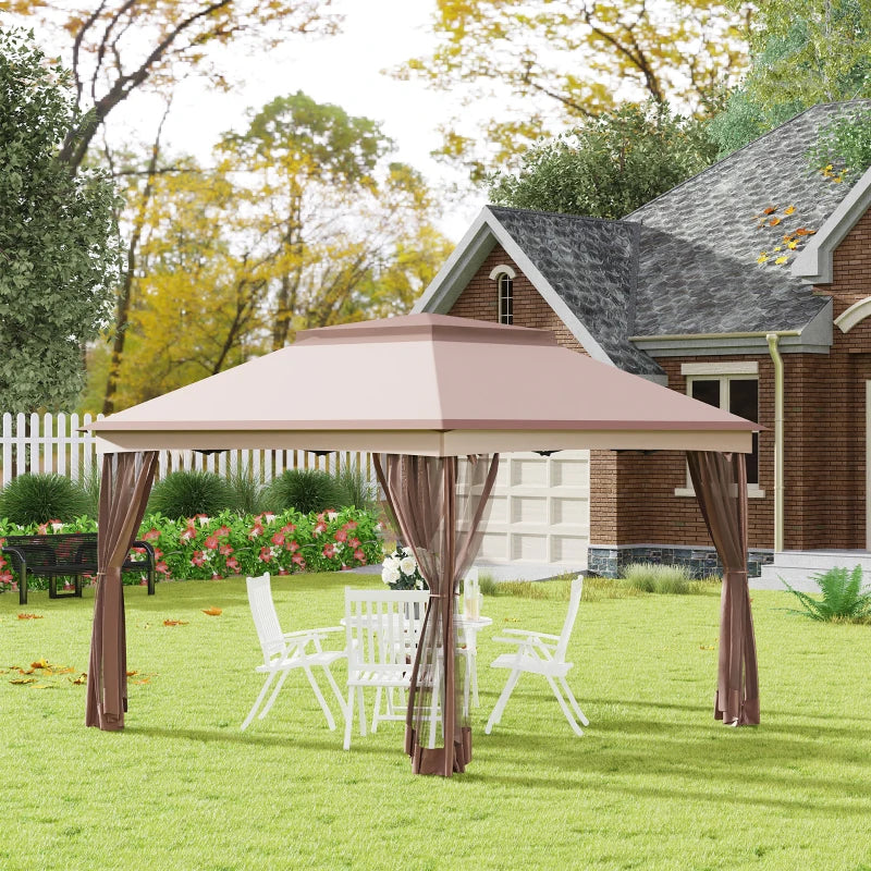 Outsunny 11' x 11' Pop Up Gazebo, Outdoor Canopy Shelter with Removable Zipper Netting, Instant Event Tent with 121 sq.ft Shade and Carry Bag for Patio, Backyard, Garden, Gray-1