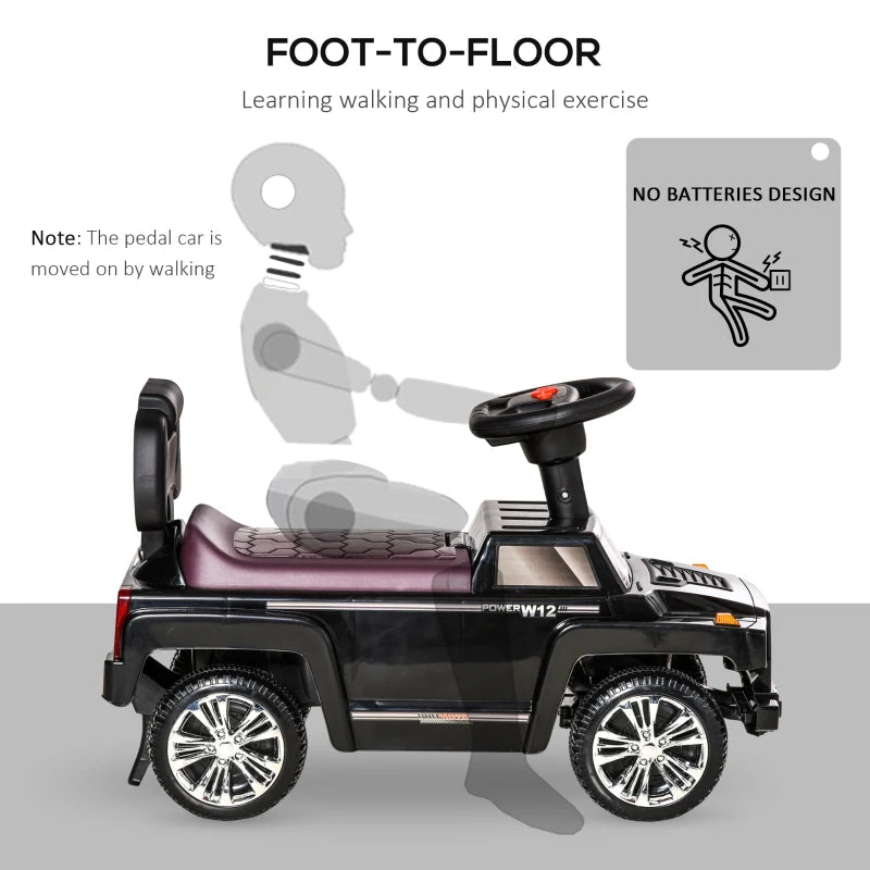 ShopEZ USA Kids Ride on Push Car, SUV Style Sliding Walking Car for Toddle with Horn, Music, Working Lights, Hidden Storage and Anti-dumping System, White