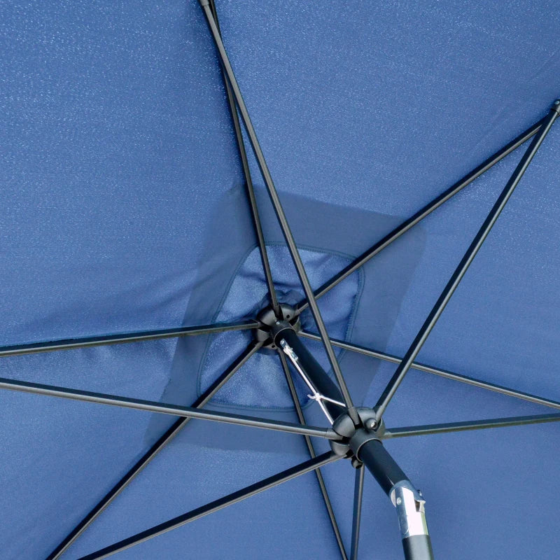 Outsunny 6.6 X 10 ft Rectangular Market Umbrella Patio Outdoor Table Umbrellas with Crank & Push Button Tilt, Teal