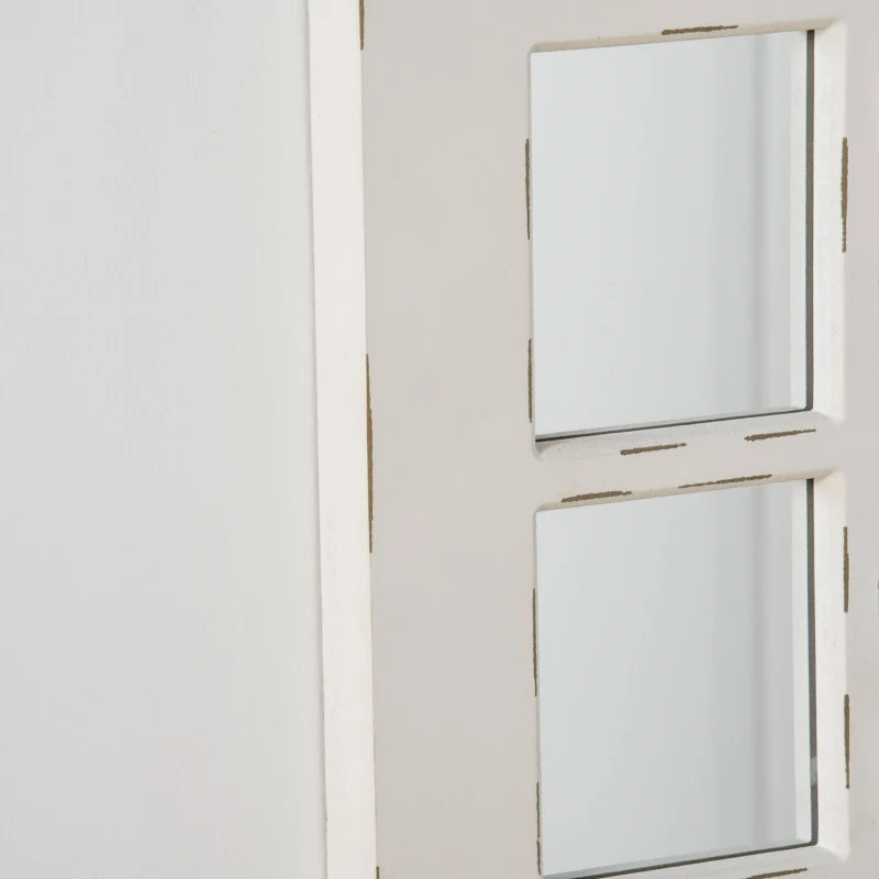 HOMCOM 43" x 27.5" Wall Mirror, Arch Window Mirror for Wall, Rustic White